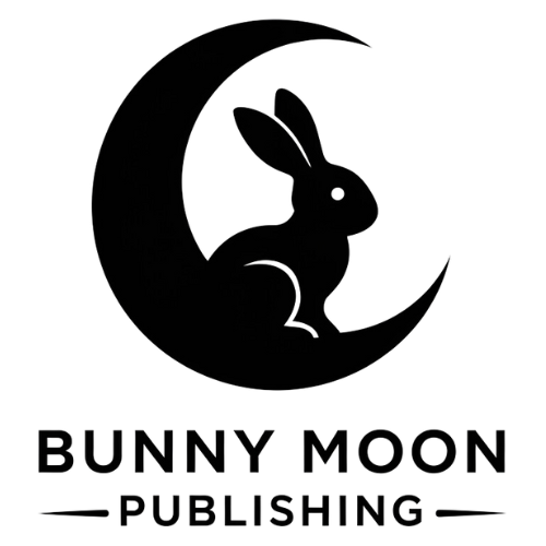 The Bunny Moon Publishing colophon: a rabbit resting in a crescent moon
